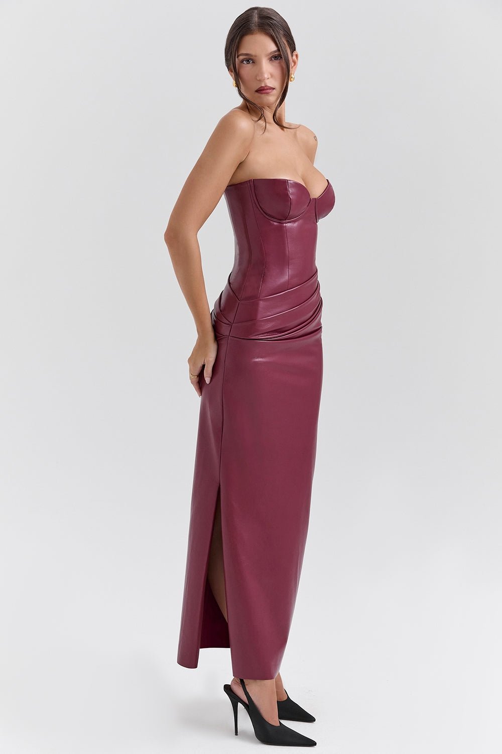 Julietta - Robe Cuir Bordeaux - Basics Core