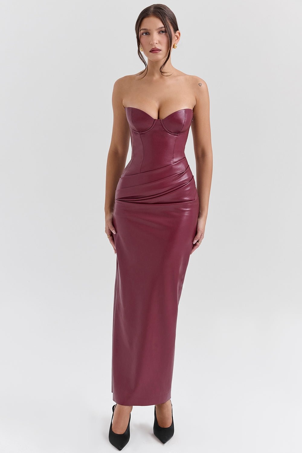 Julietta - Robe Cuir Bordeaux - Basics Core