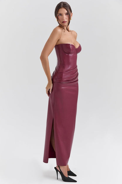 Julietta - Robe Cuir Bordeaux - Basics Core